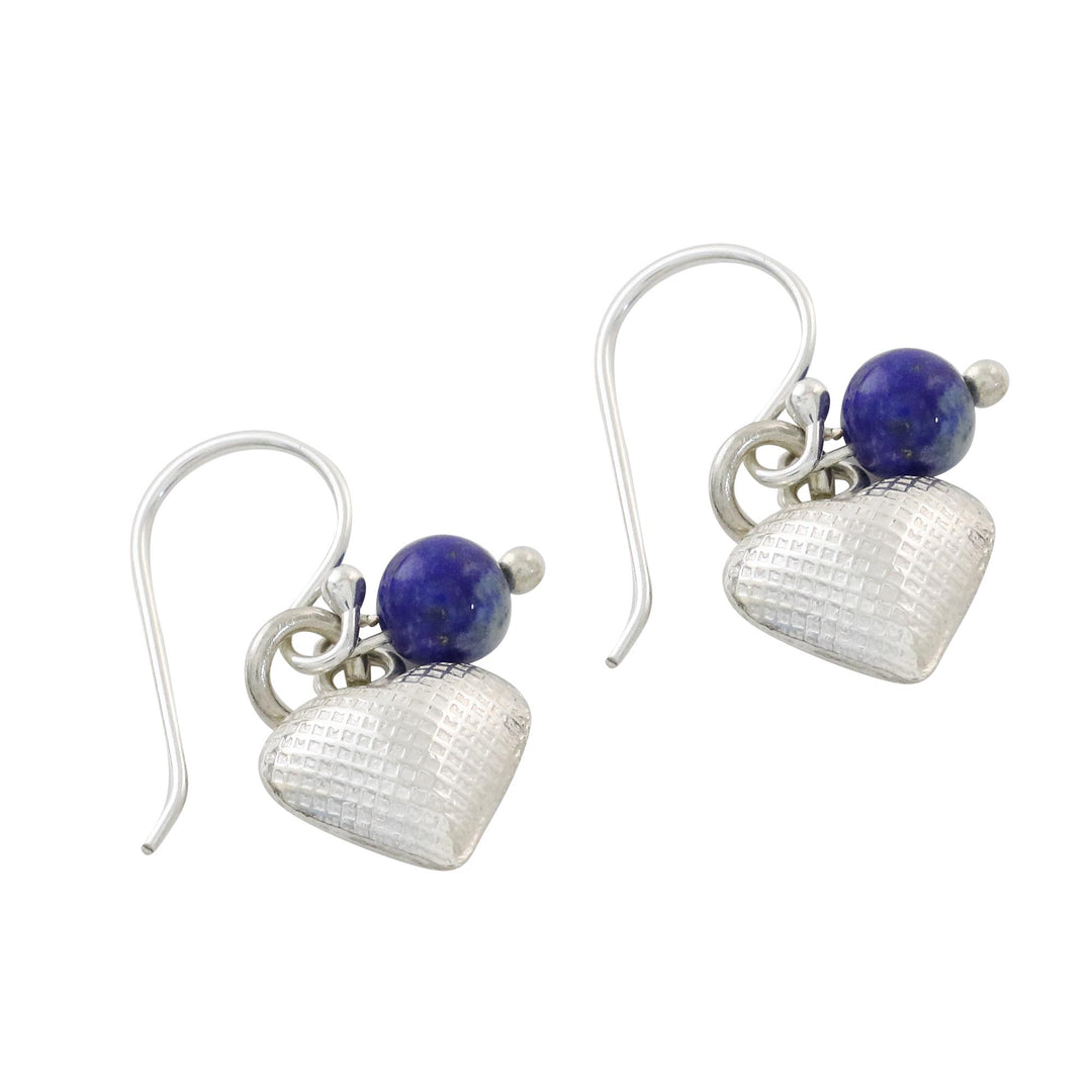 Lapis Lazuli Heart Dangle Earrings from Thailand - Love For Midnight