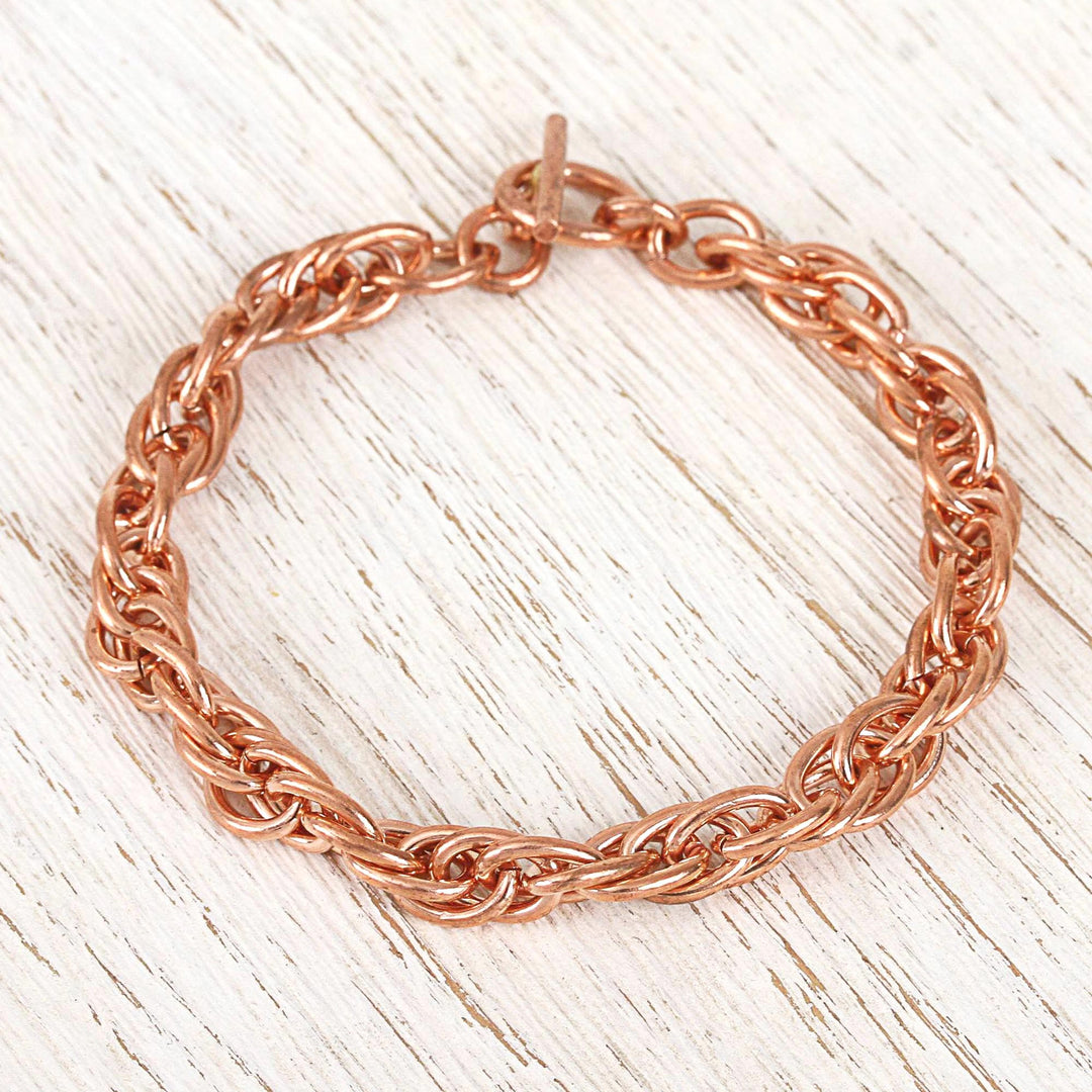 Handcrafted Copper Rope Chain Bracelet from Mexico - Bright Connection