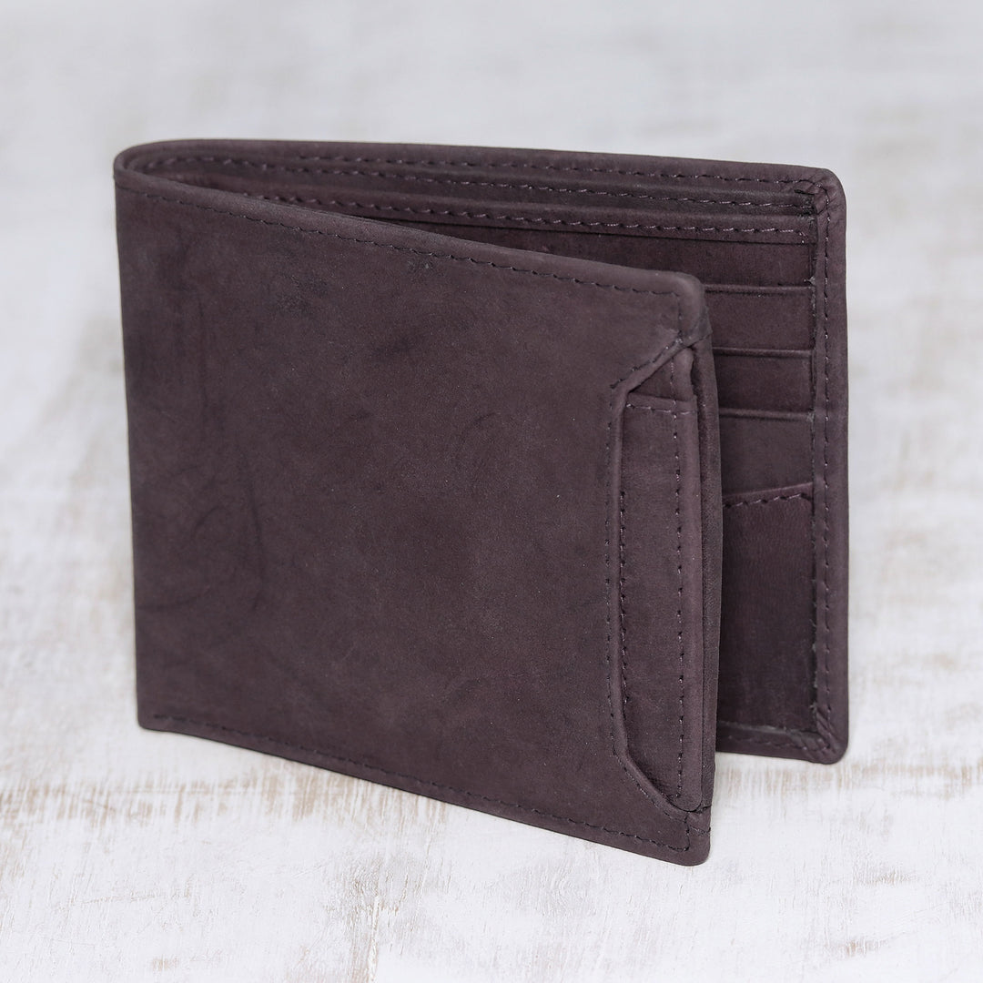 Men's Brown Leather Bi-Fold Wallet with Removable ID Holder - Modern Essentials in Brown