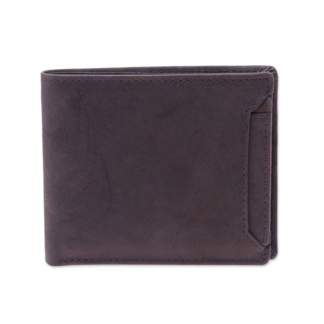 Men's Brown Leather Bi-Fold Wallet with Removable ID Holder - Modern Essentials in Brown