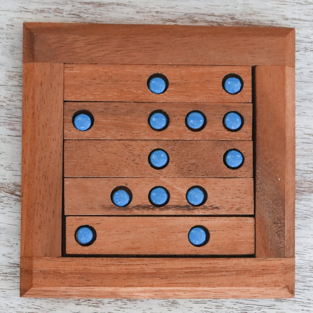 Blue Dot Raintree Wood Puzzle from Thailand - Blue Dots