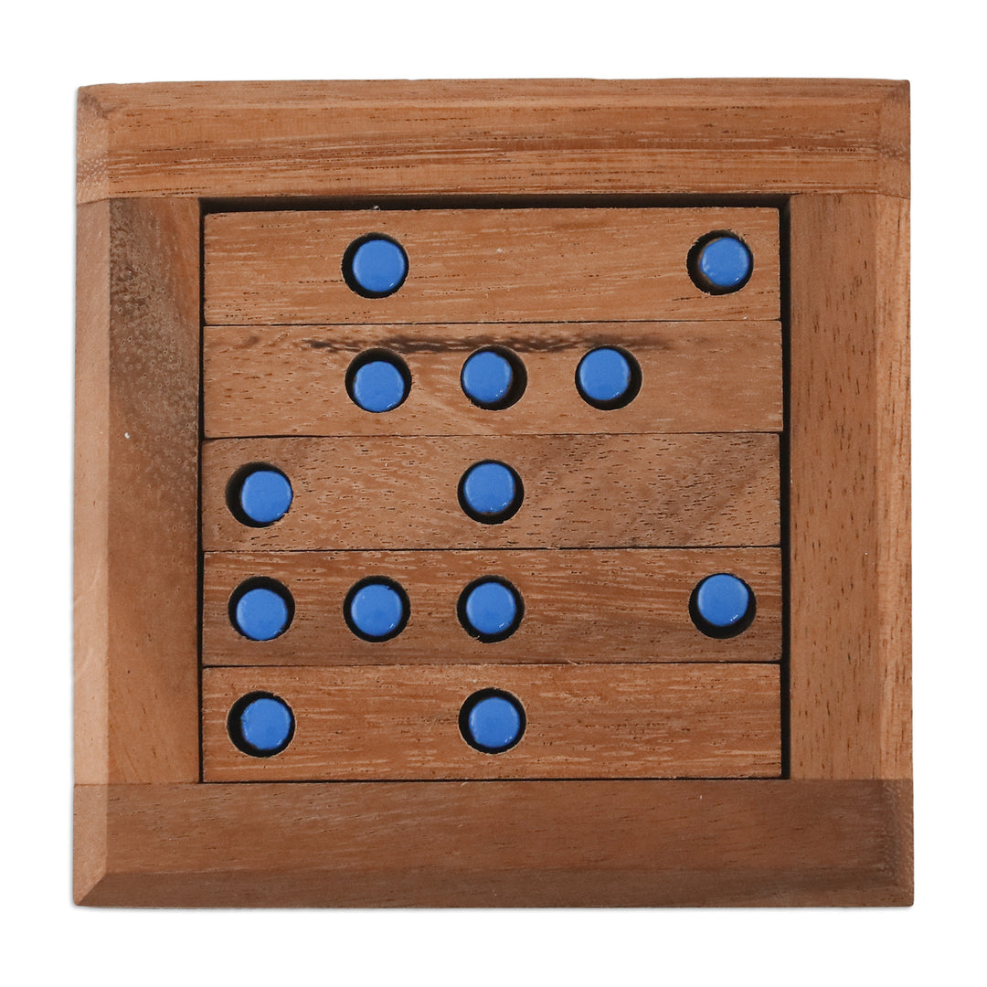 Blue Dot Raintree Wood Puzzle from Thailand - Blue Dots