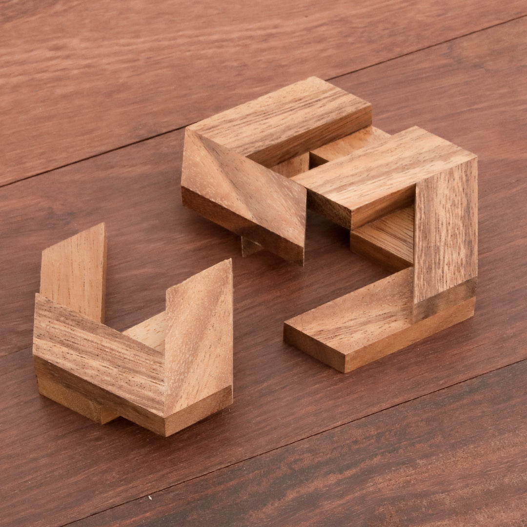 Hexagonal Raintree Wood Puzzle from Thailand - Elegant Hexagon