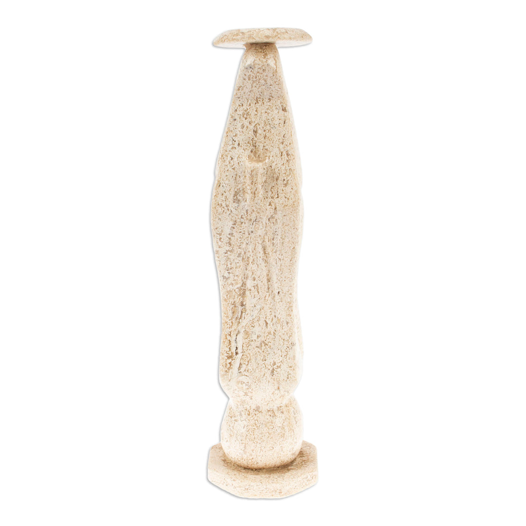 Marble Madonna Statuette in White from Mexico - Holy Madonna in White