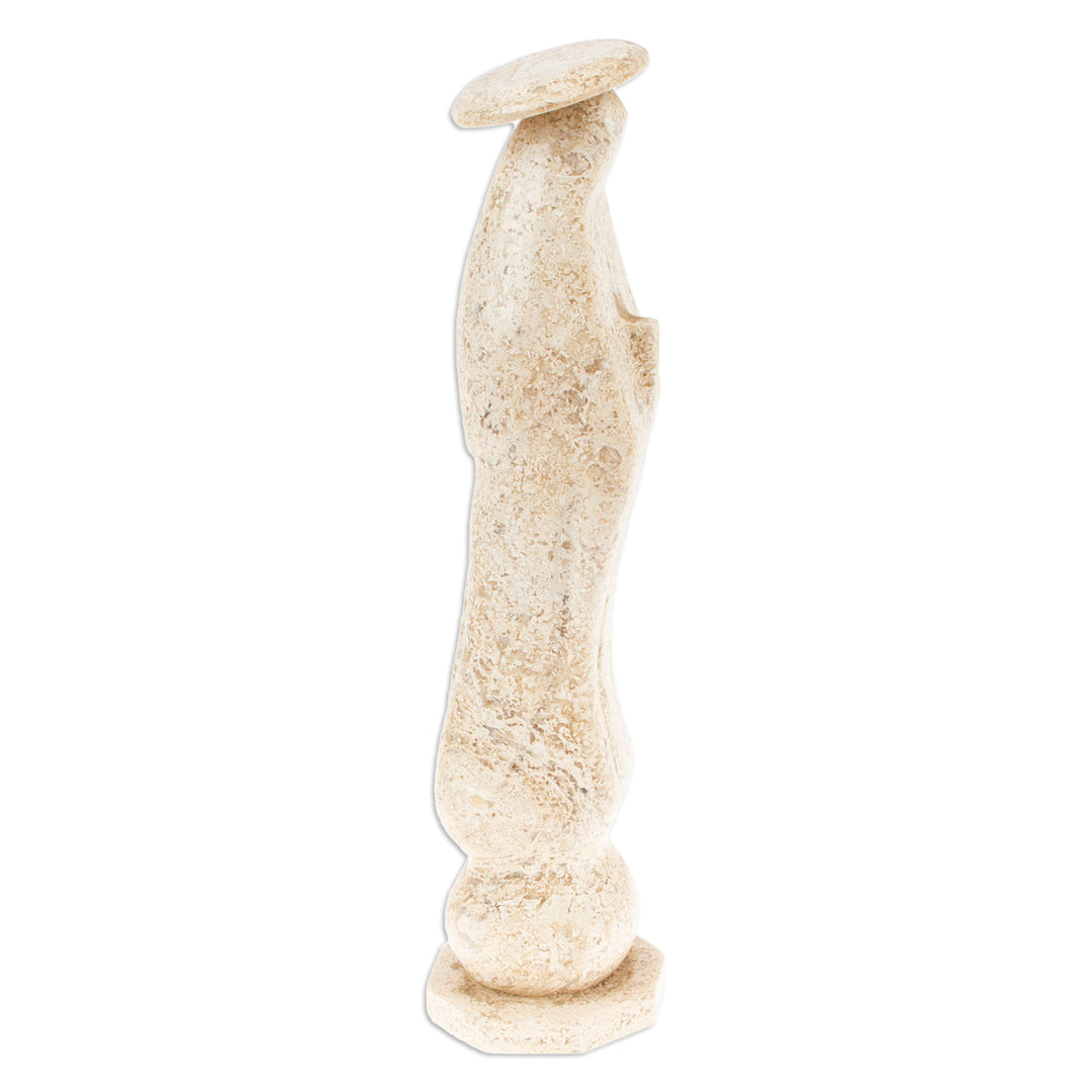 Marble Madonna Statuette in White from Mexico - Holy Madonna in White