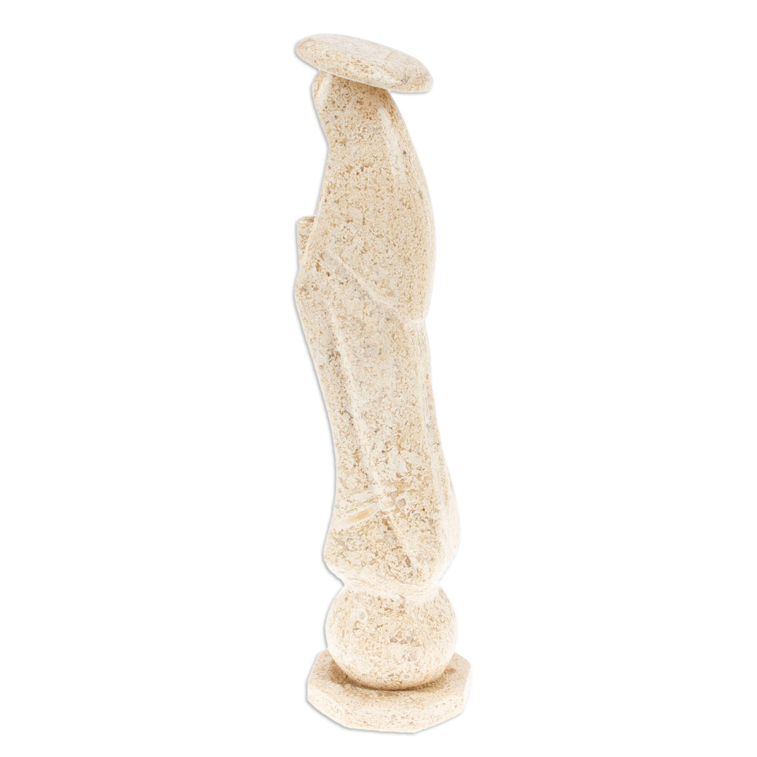 Marble Madonna Statuette in White from Mexico - Holy Madonna in White