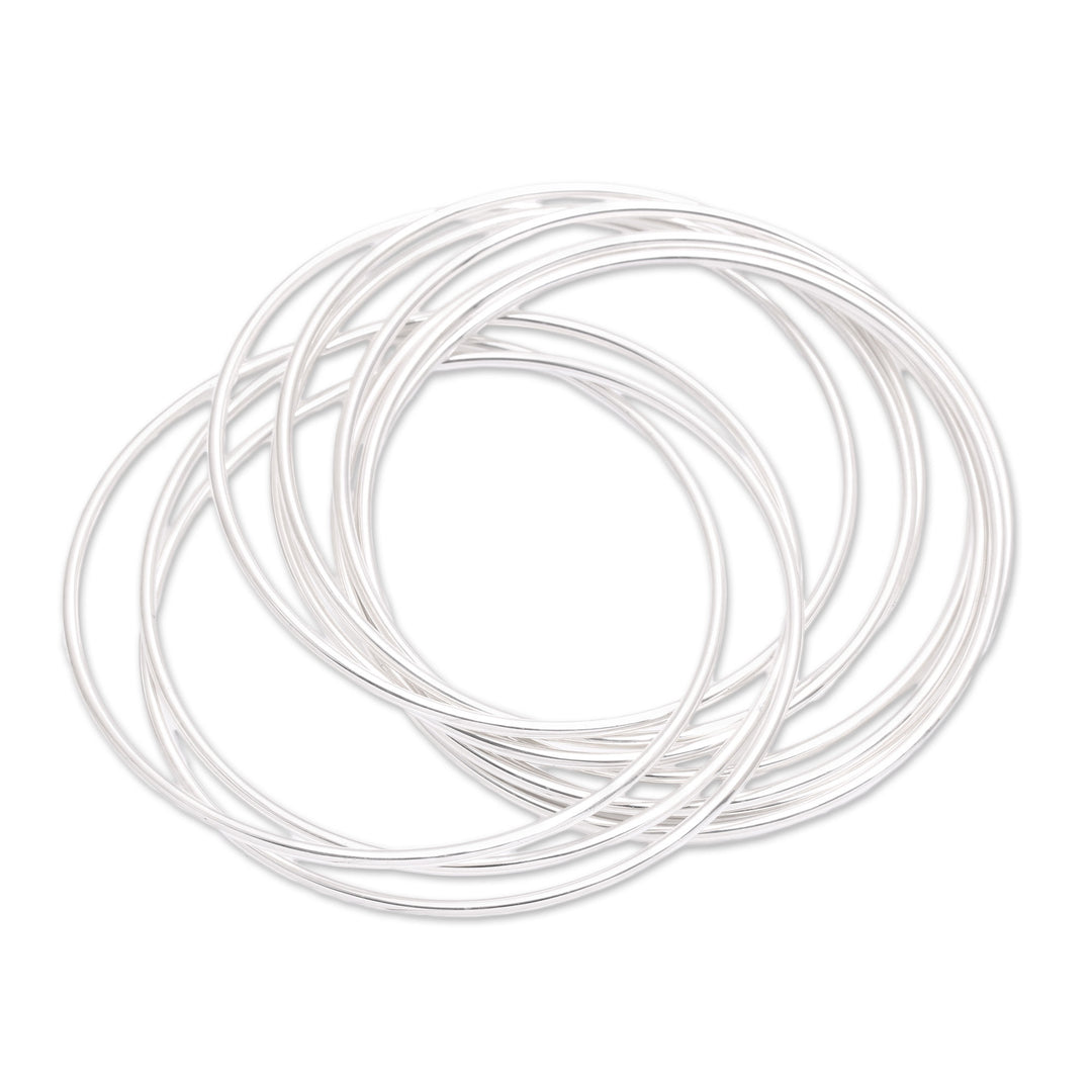 Sterling Silver Bangle Bracelet with 10 Bands from Bali - Fortified Union