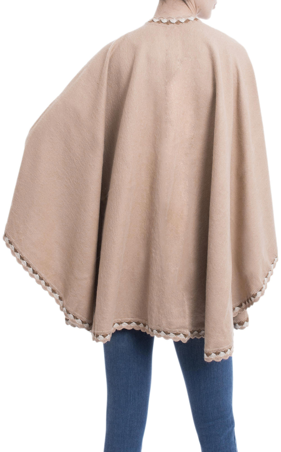 Alpaca Blend Ruana in Caramel from Peru - Cozy Holiday in Caramel