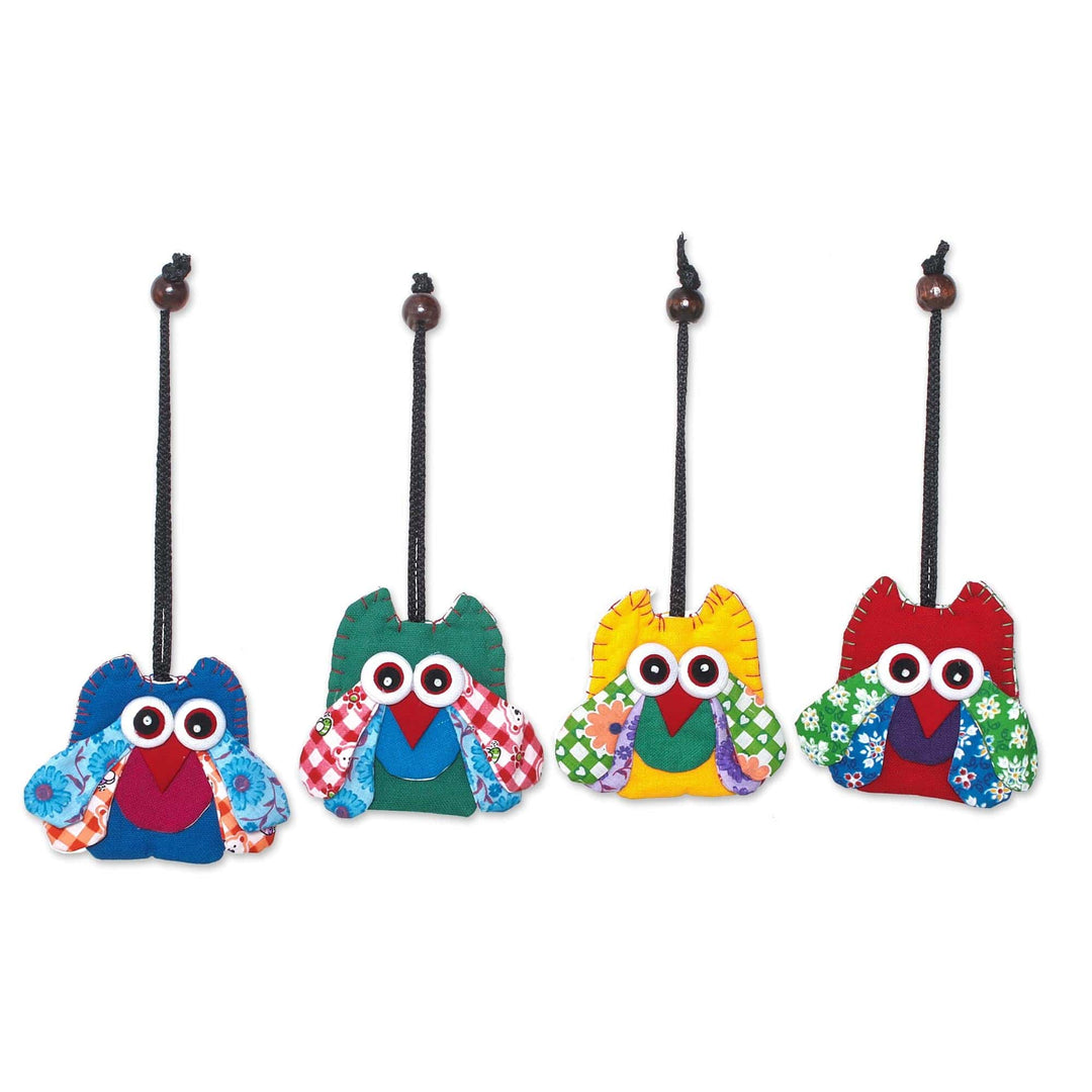 Assorted Cotton Owl Ornaments from Thailand (Set of 4) - Lovely Owls