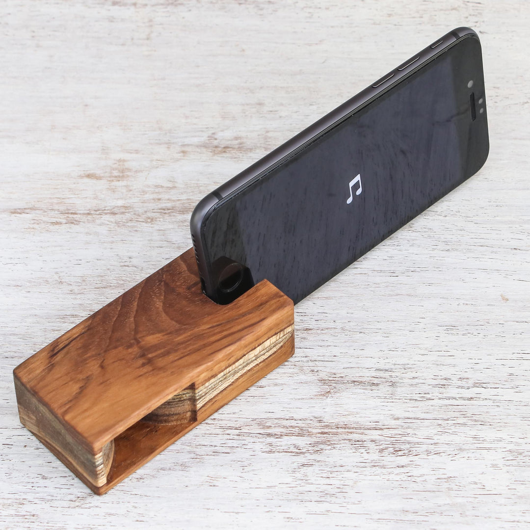 Small Teak Wood Phone Speaker from Thailand - Teak Sound