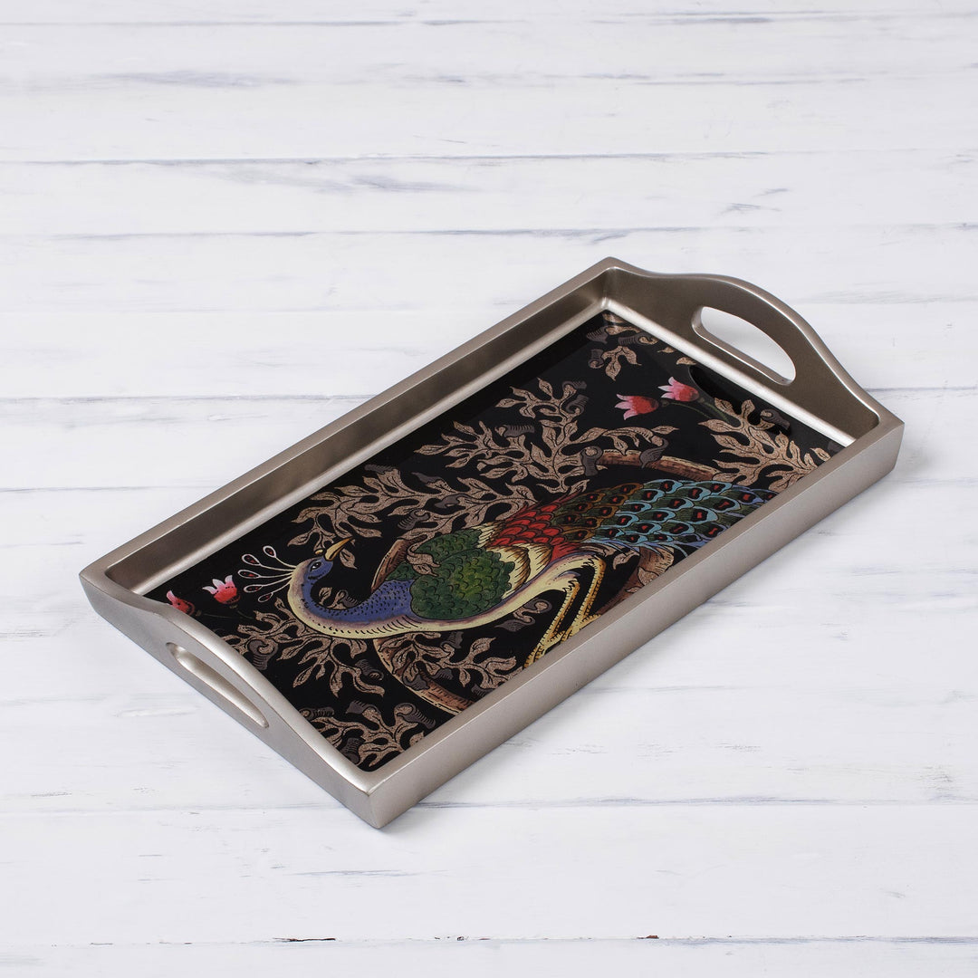 Peacock Charm in Silver