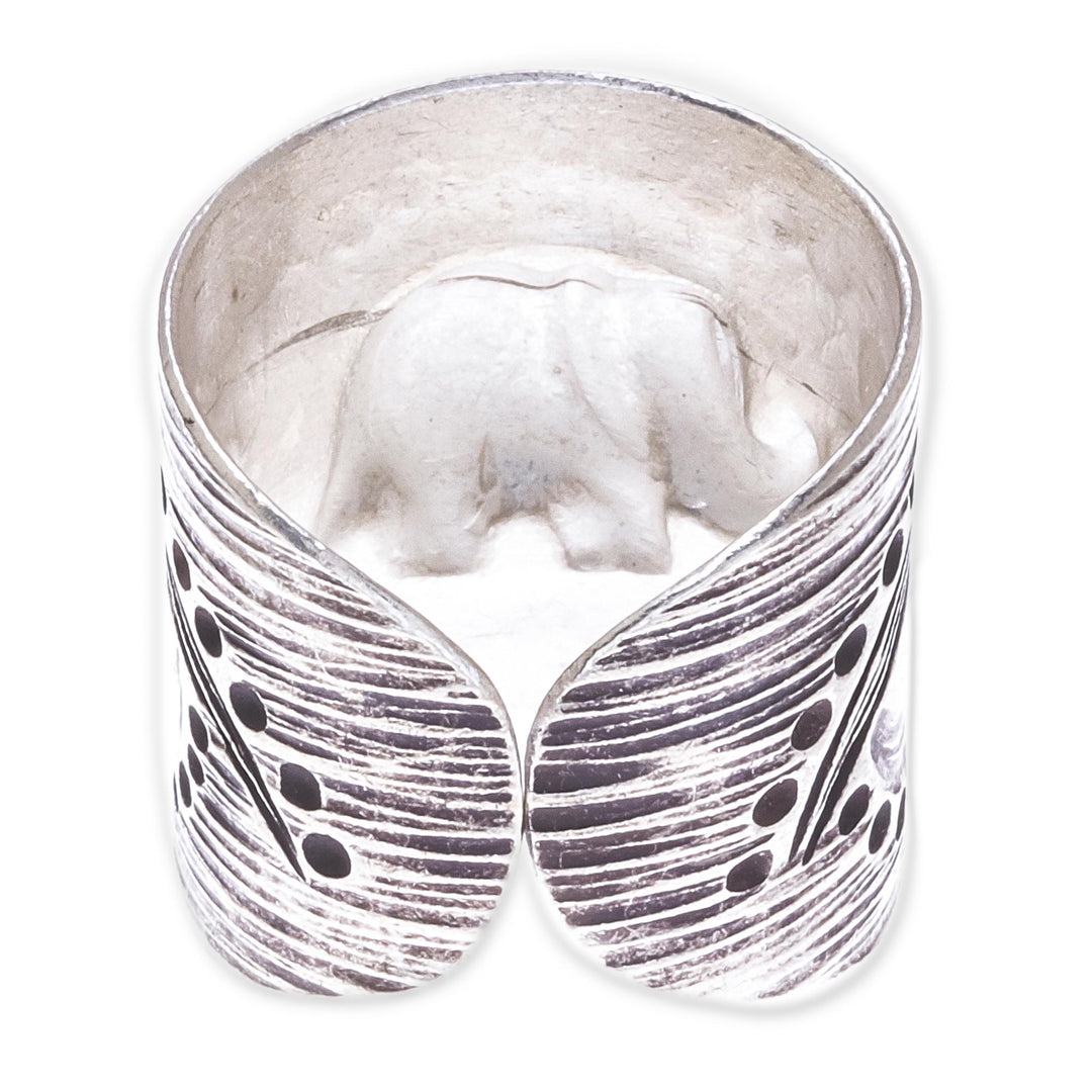 Elephant-Themed Karen Silver Wrap Ring from Thailand - Thai Journey