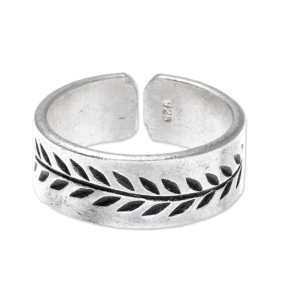 Leaf Pattern Sterling Silver Wrap Ring from Thailand - Natural Branch