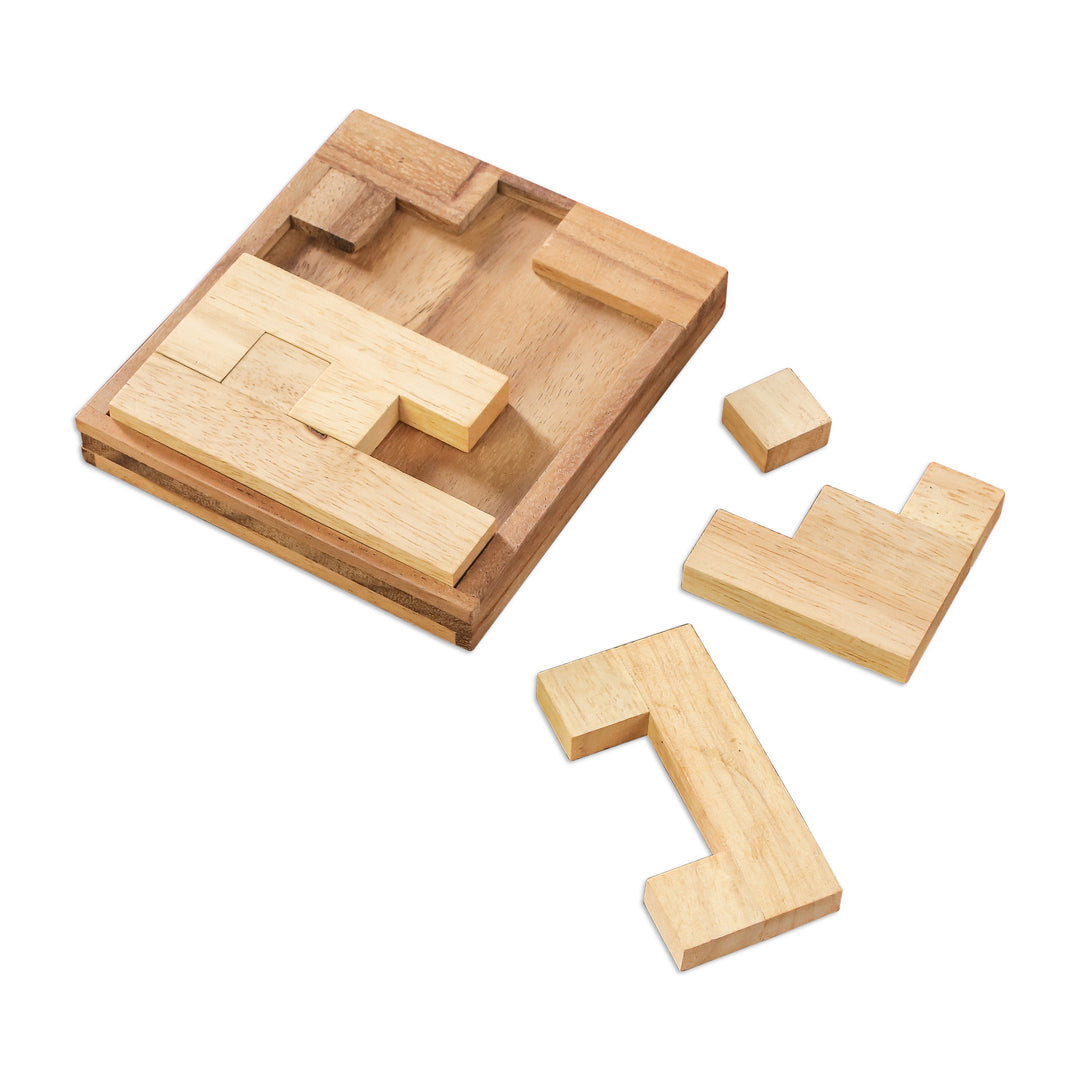 Handmade Raintree Wood Puzzle from Thailand - Find a Way
