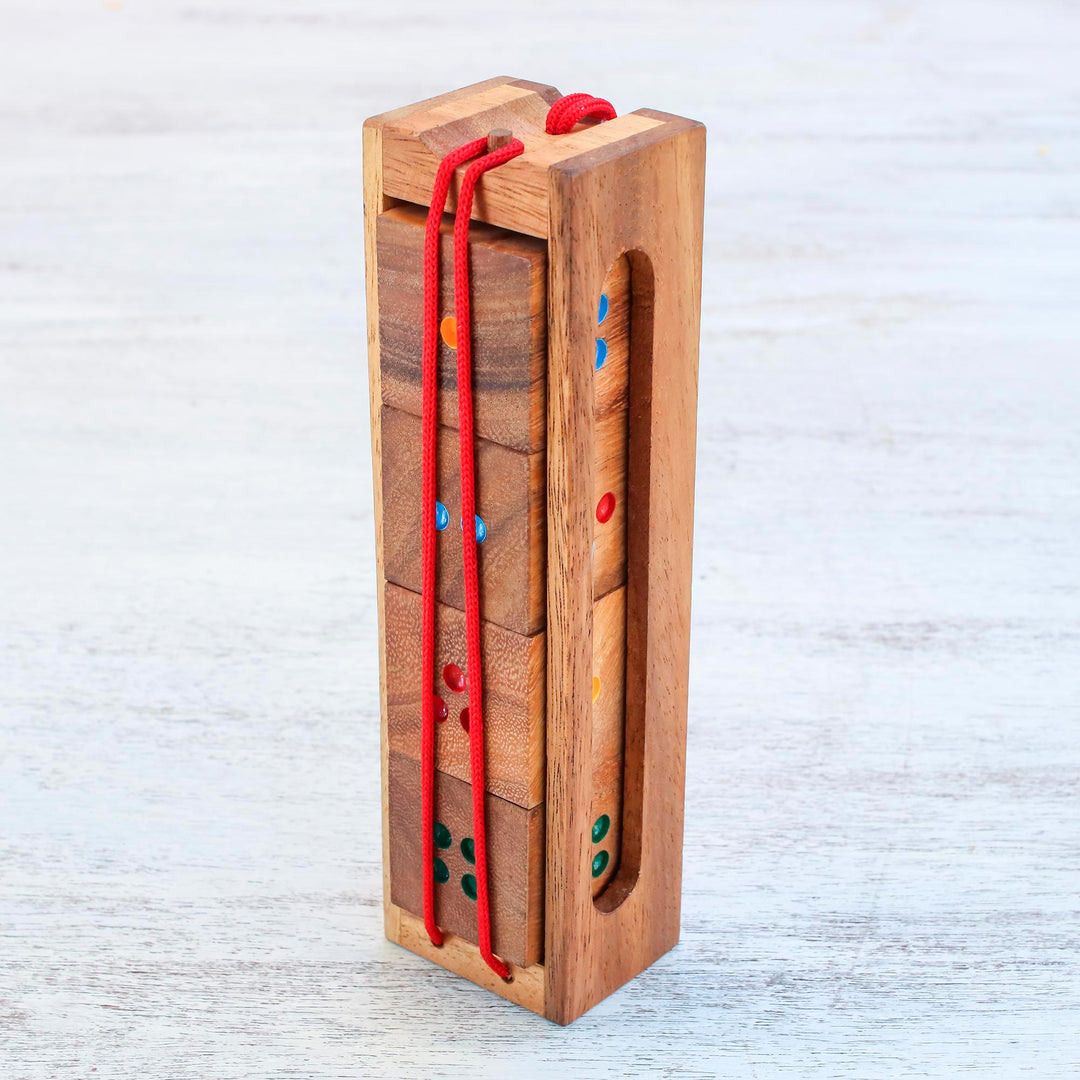 Raintree Wood Dice Brain Teaser Puzzle from Thailand - Domino Cubes