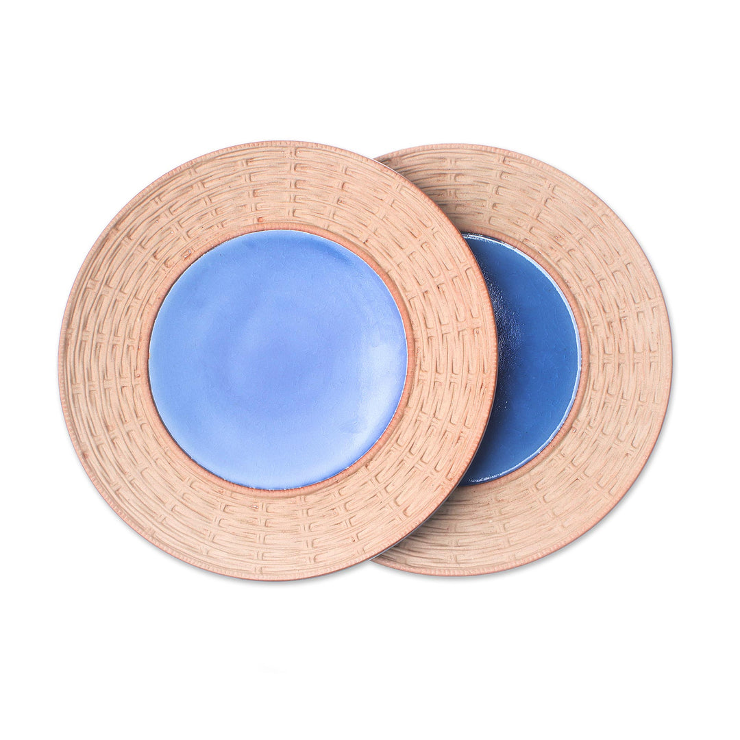 Ceramic Plates in Blue from Thailand (Pair) - Country Meal