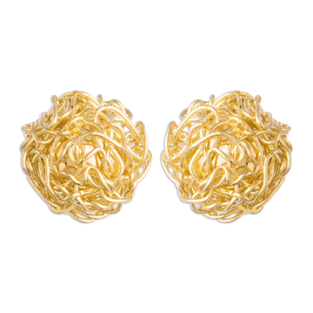 18k Gold Plated Sterling Silver Stud Earrings from Peru - Golden Nests