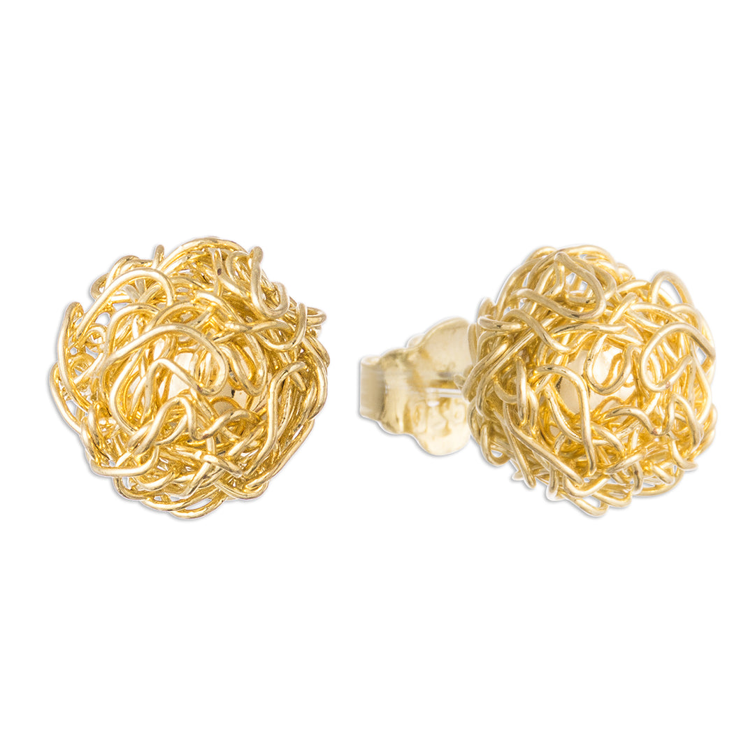 18k Gold Plated Sterling Silver Stud Earrings from Peru - Golden Nests