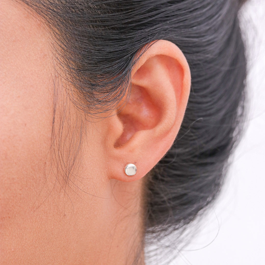 Round Sterling Silver Stud Earrings from Thailand - Round Simplicity