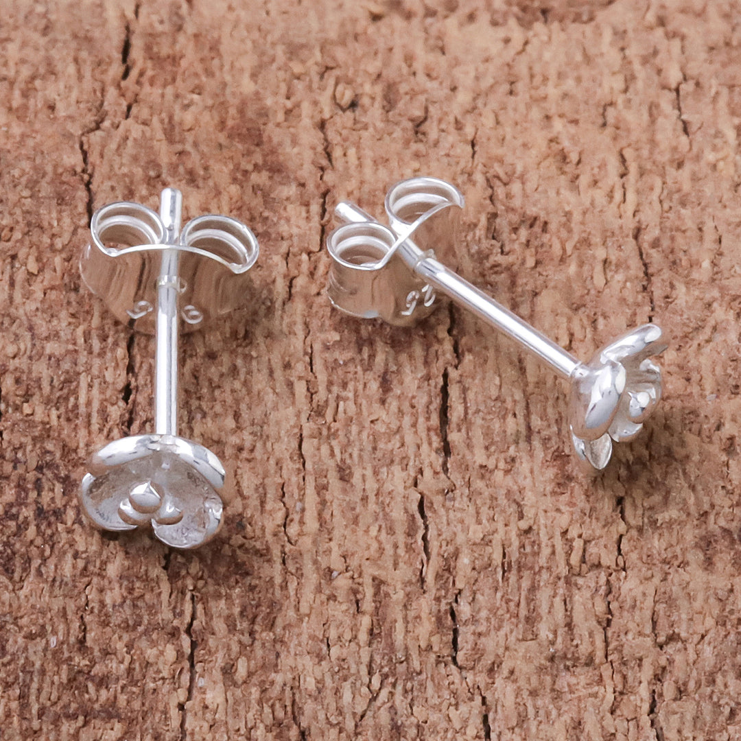 Floral Sterling Silver Stud Earrings Crafted in Thailand - Pollinators