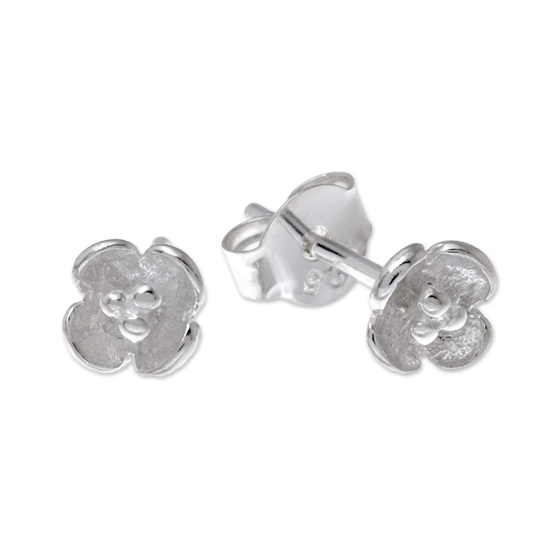 Floral Sterling Silver Stud Earrings Crafted in Thailand - Pollinators