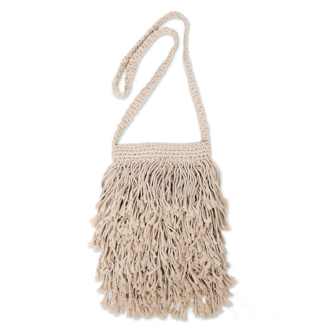 Hand-Knotted Cotton Sling with Fringes from Bali - Malang Majesty