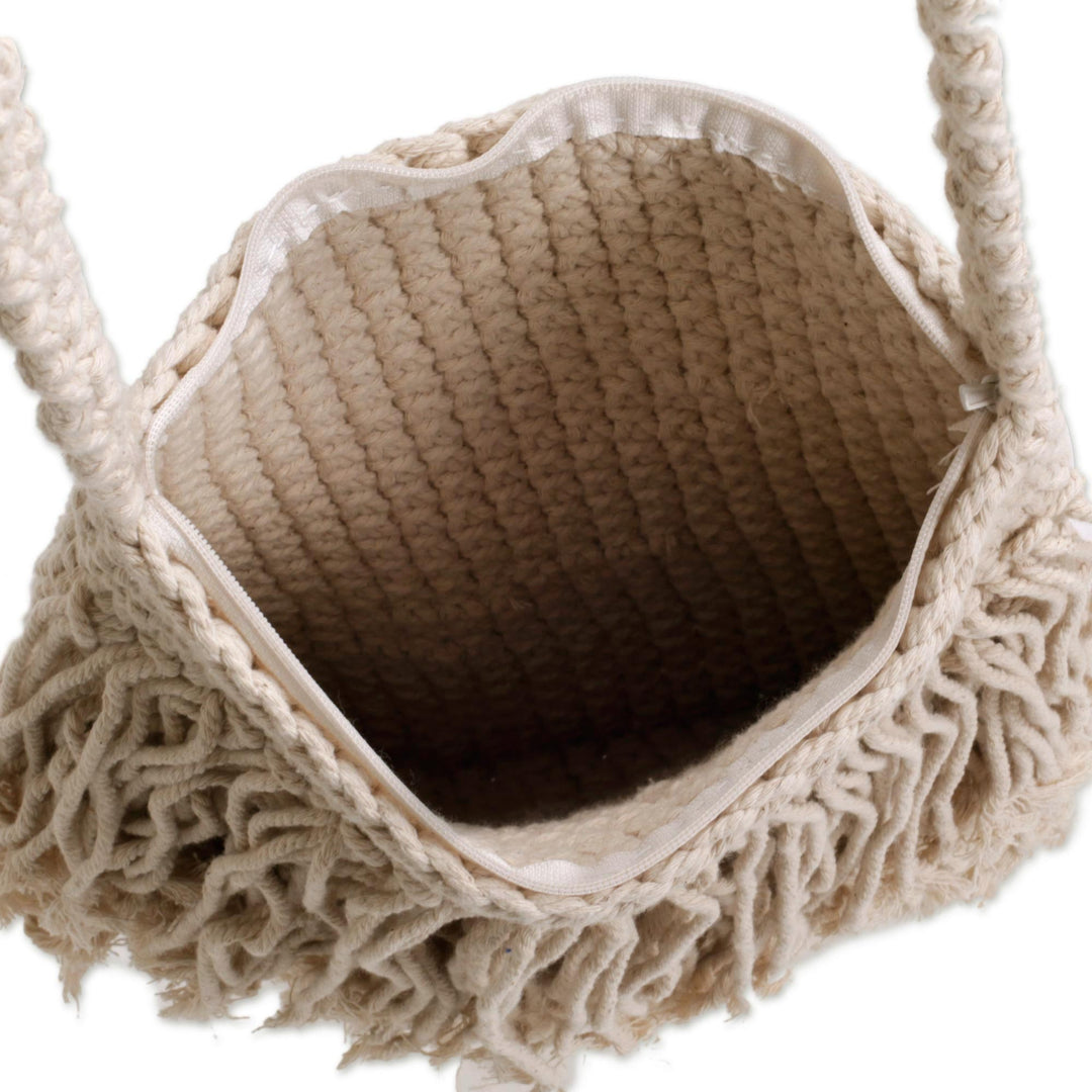 Hand-Knotted Cotton Sling with Fringes from Bali - Malang Majesty