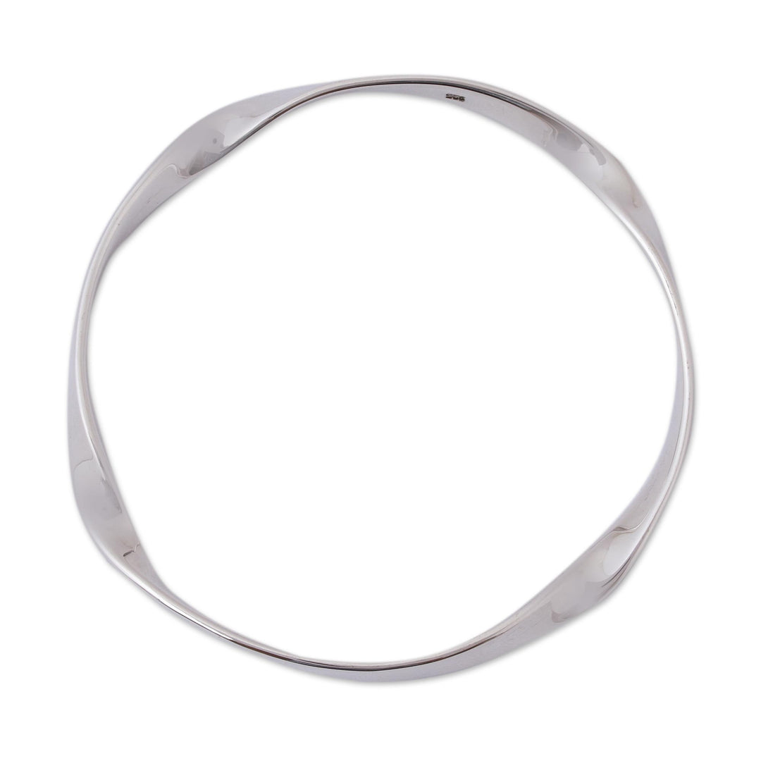 Modern Sterling Silver Bangle Bracelet from Mexico - Undulations