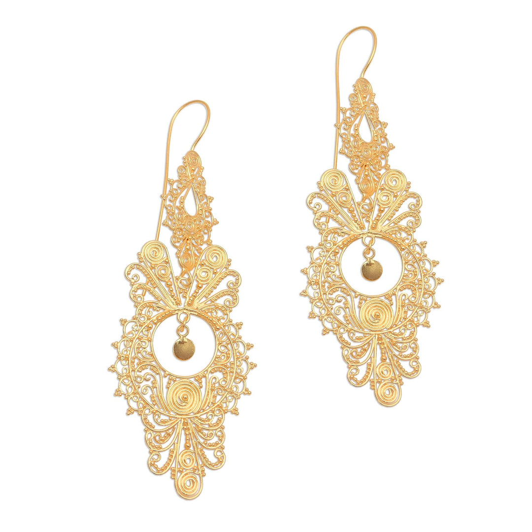 18k Gold Plated Sterling Silver Dangle Earrings from Bali - Majestic Parade