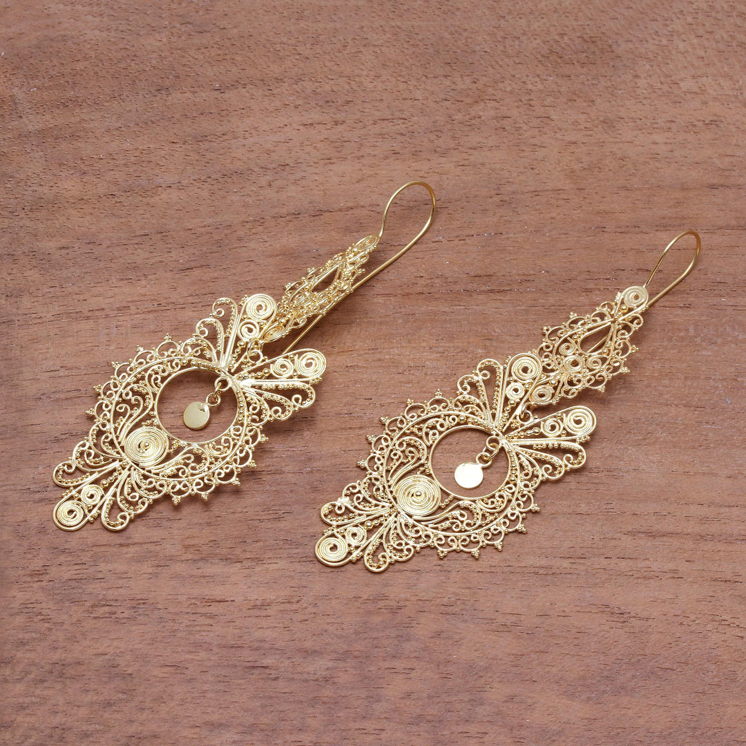 18k Gold Plated Sterling Silver Dangle Earrings from Bali - Majestic Parade