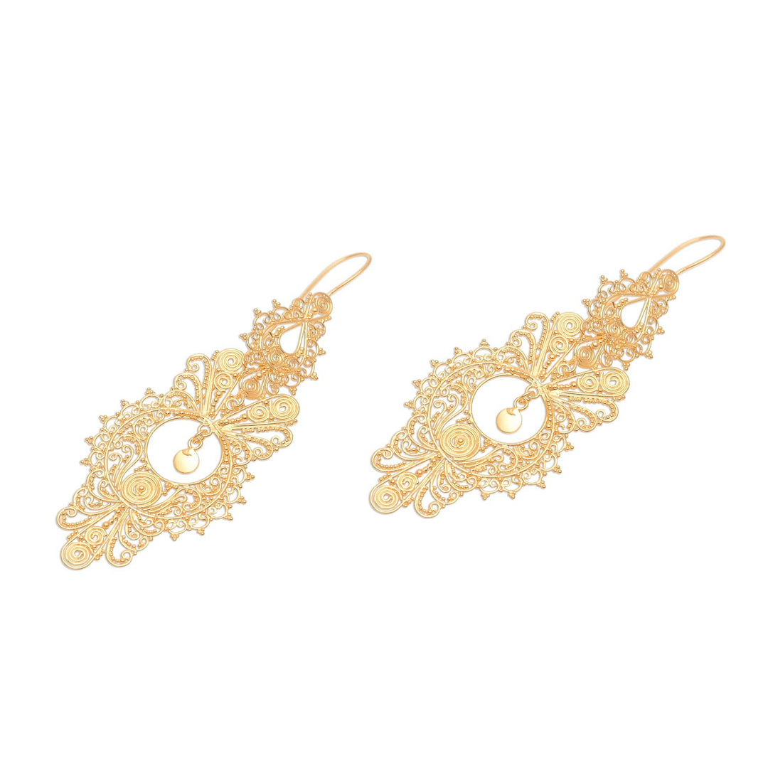 18k Gold Plated Sterling Silver Dangle Earrings from Bali - Majestic Parade