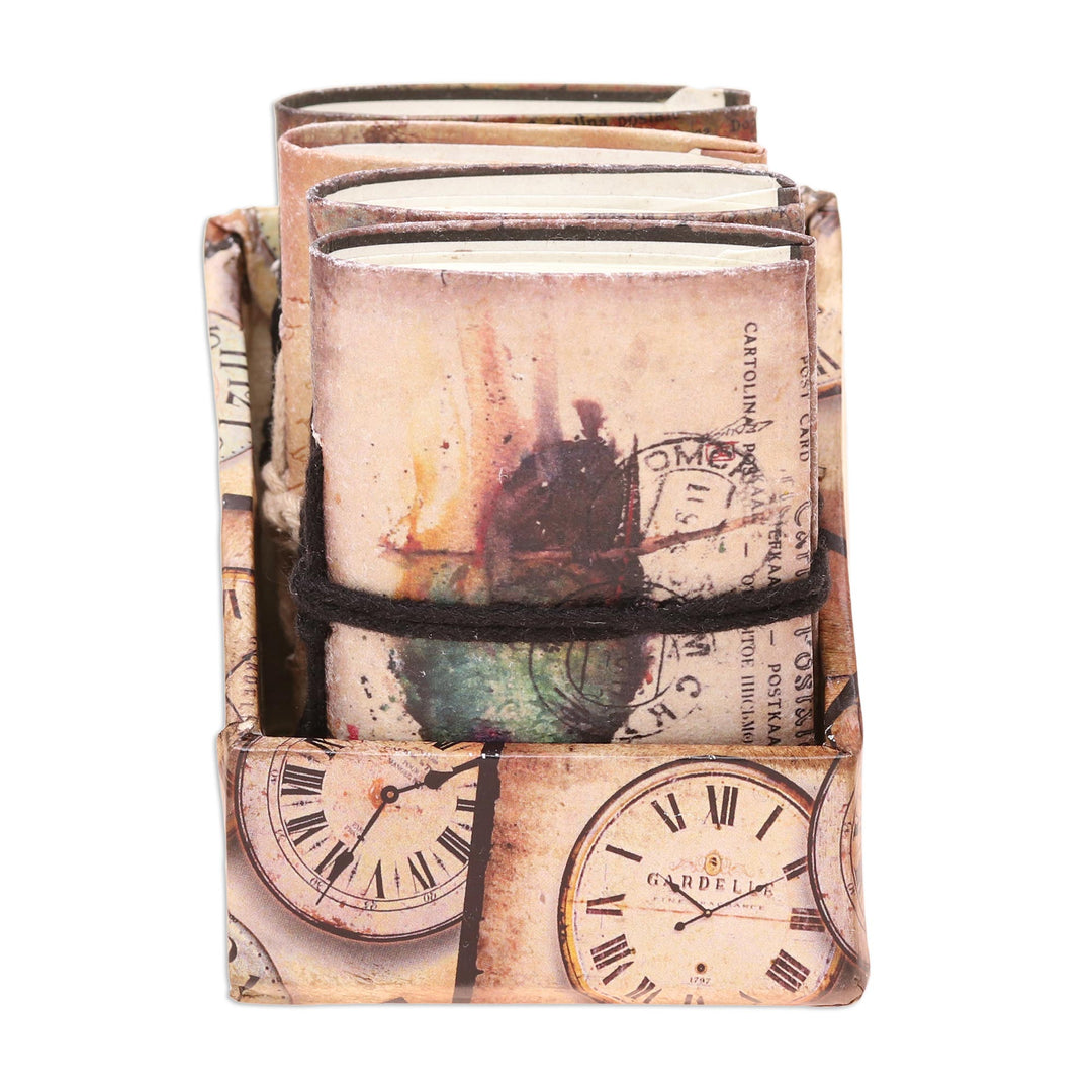 Bird Motif Paper Journals from India (Set of 4) - Birds of Time