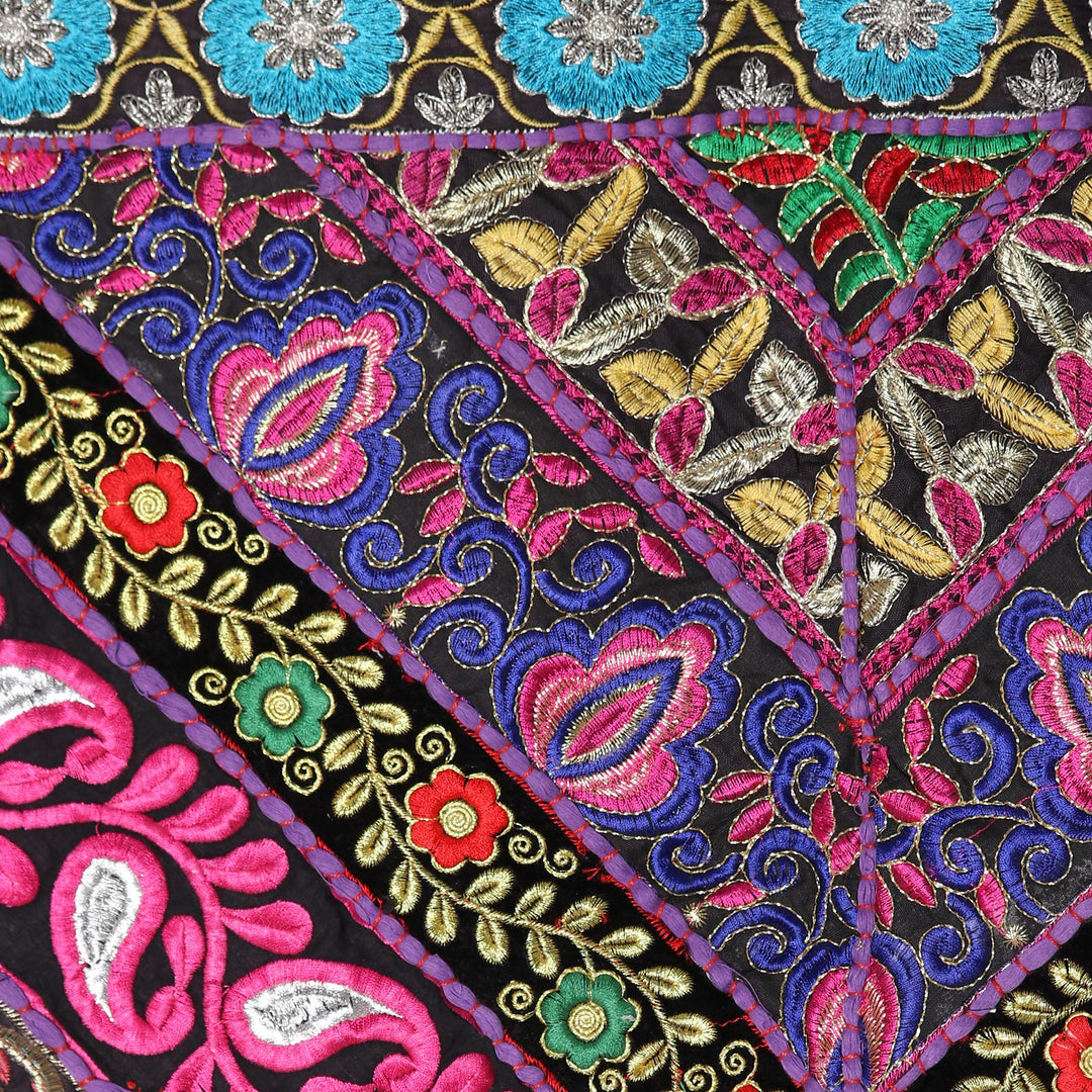Paisley Motif Cotton Blend Patchwork Wall Hanging from India - Paisley Glamour