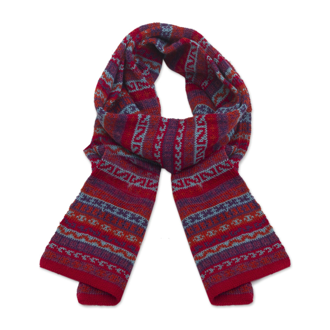Striped 100% Alpaca Wrap Scarf Crafted in Peru - Andean Art