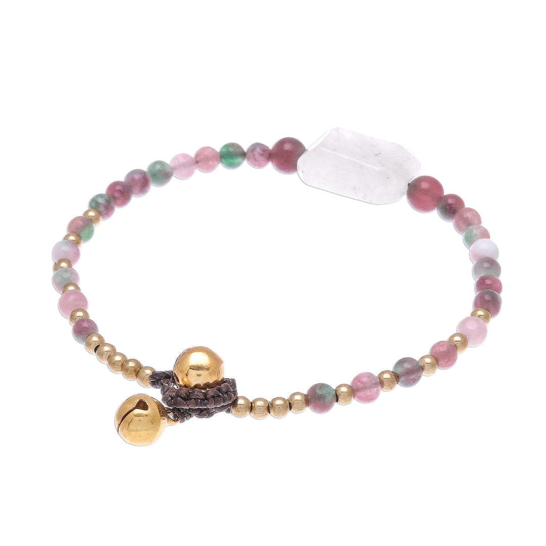 Rose Quartz and Agate Beaded Pendant Bracelet from Thailand - Magical Day