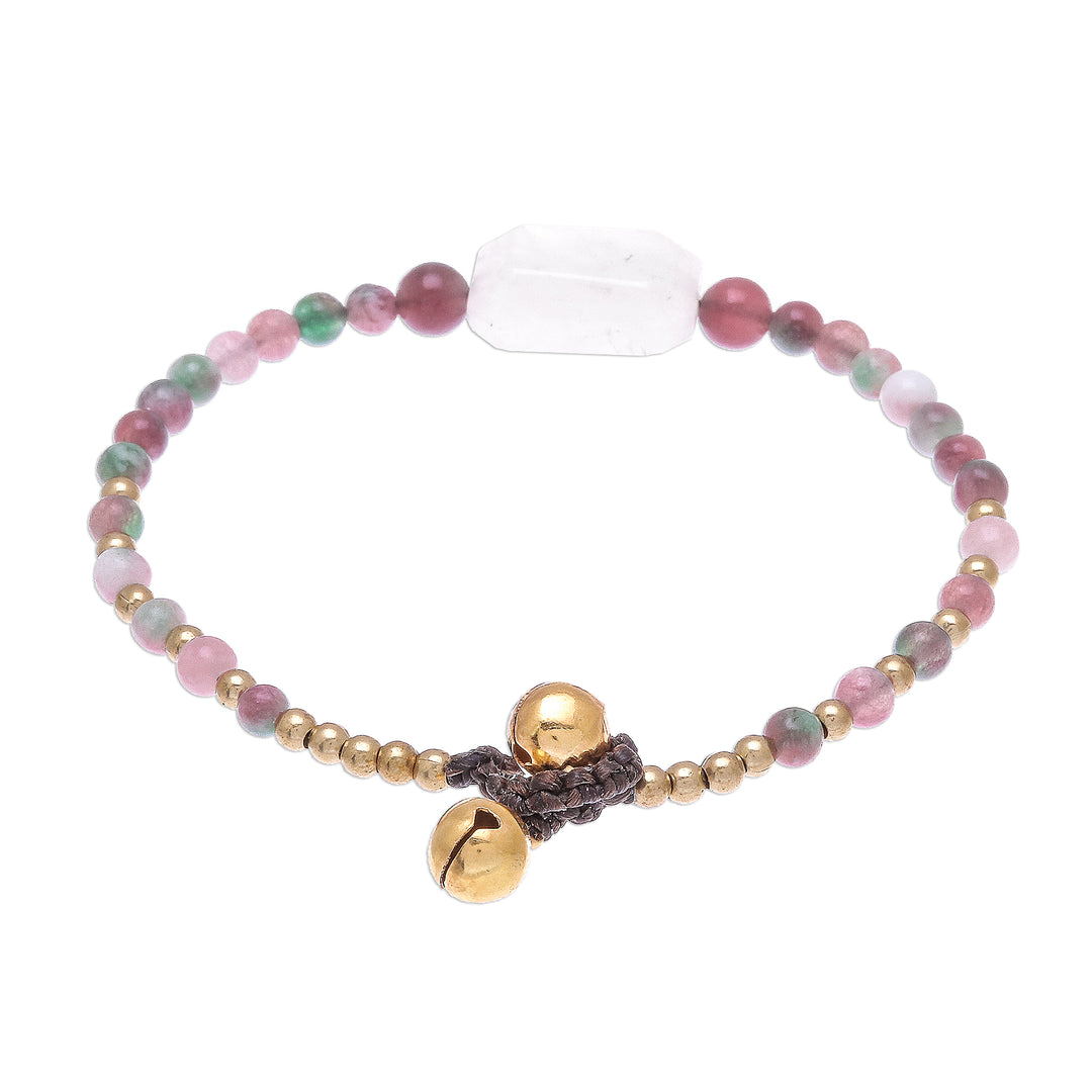 Rose Quartz and Agate Beaded Pendant Bracelet from Thailand - Magical Day