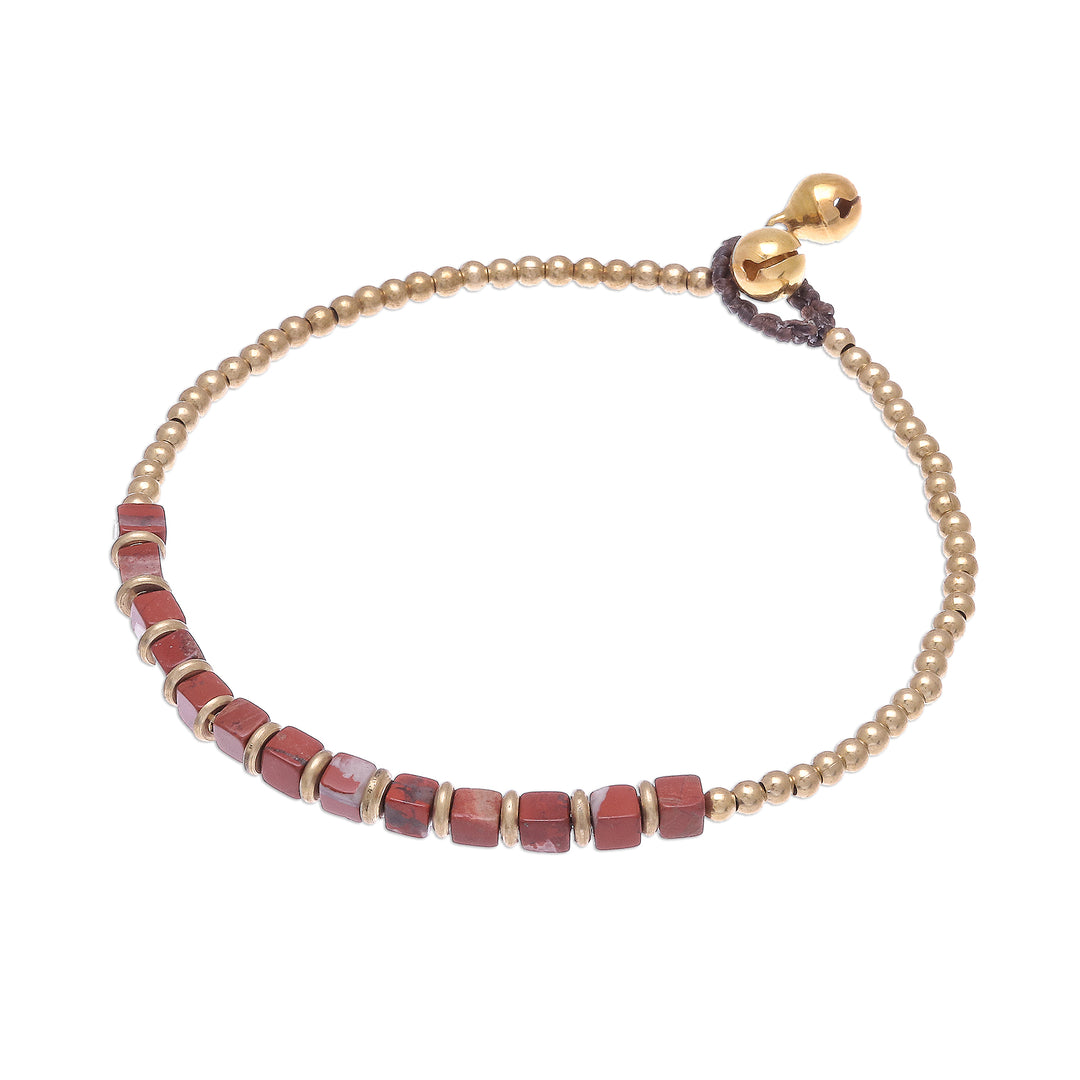 Beaded Anklet with Cube Jasper from Thailand - Cube Beauty
