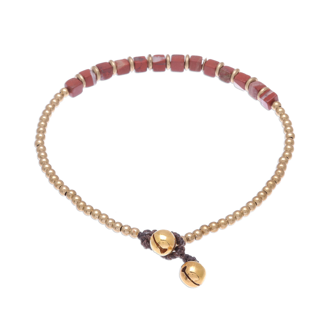 Beaded Anklet with Cube Jasper from Thailand - Cube Beauty