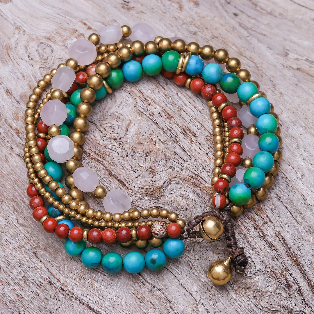 Multi-Gem Beaded Torsade Bracelet Crafted in Thailand - Thai Mood