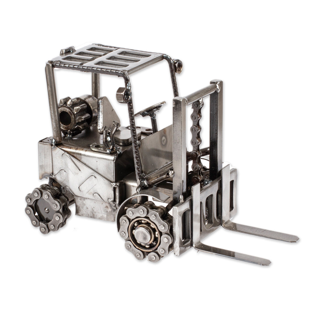 Upcycled Metal Auto Part Forklift Sculpture from Mexico - Forklift