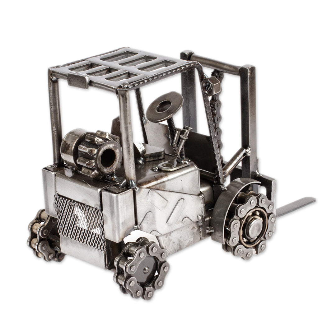Upcycled Metal Auto Part Forklift Sculpture from Mexico - Forklift