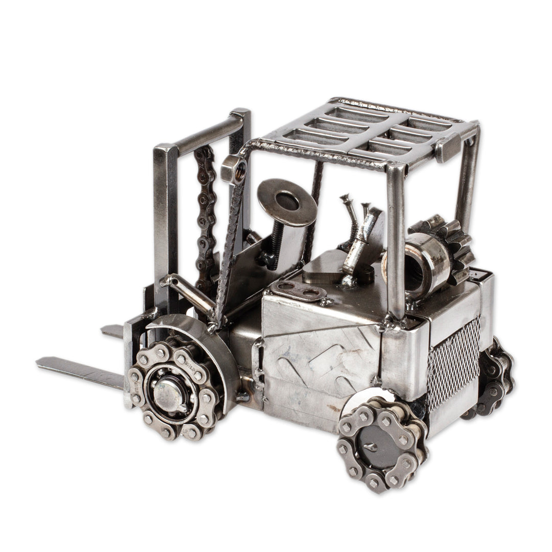 Upcycled Metal Auto Part Forklift Sculpture from Mexico - Forklift