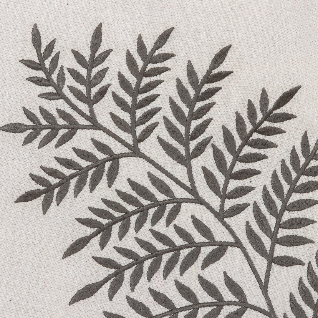 Sage Fern Pattern Embroidered Cotton Shoulder Bag from India - Ferny Frond in Sage