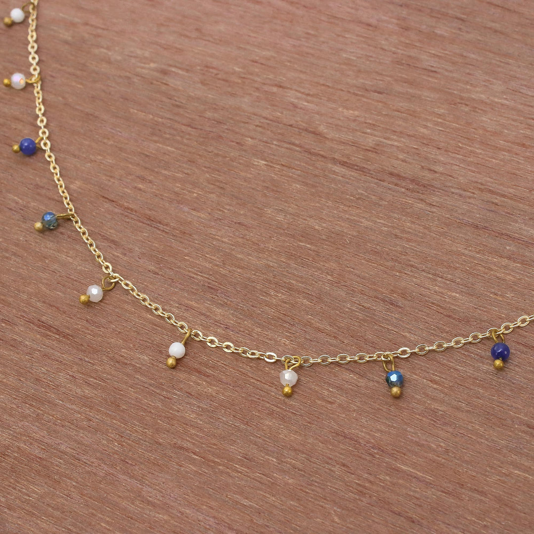 Gold Plated Quartz Charm Necklace from Thailand - Fabulous Night