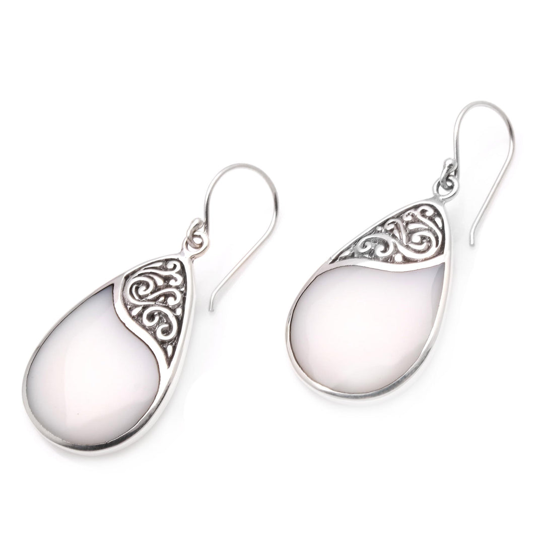 Drop-Shaped Sterling Silver and Resin Dangle Earrings - Cloud Drops