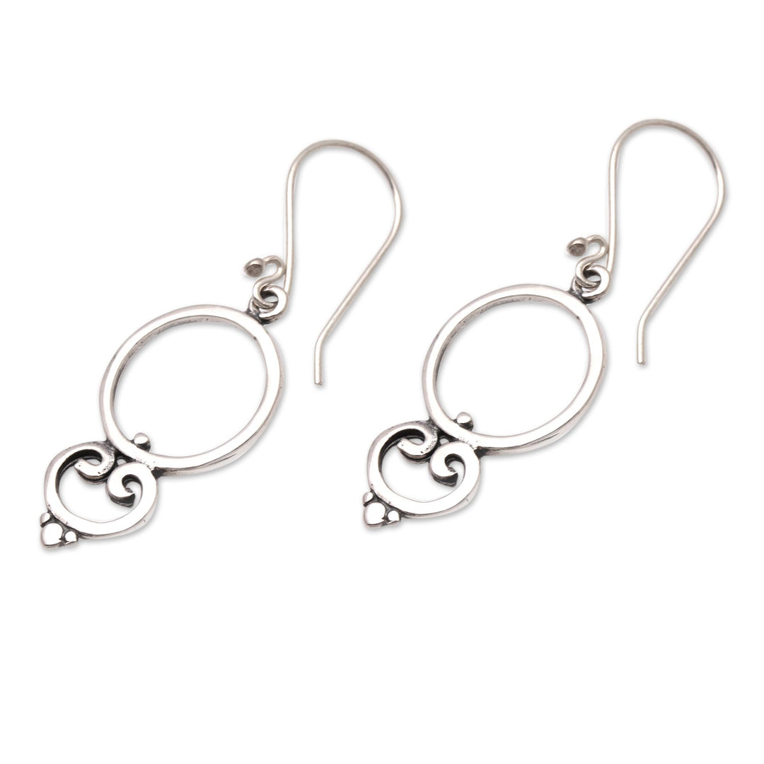 Loop Pattern Sterling Silver Dangle Earrings from Bali - Nice Loops