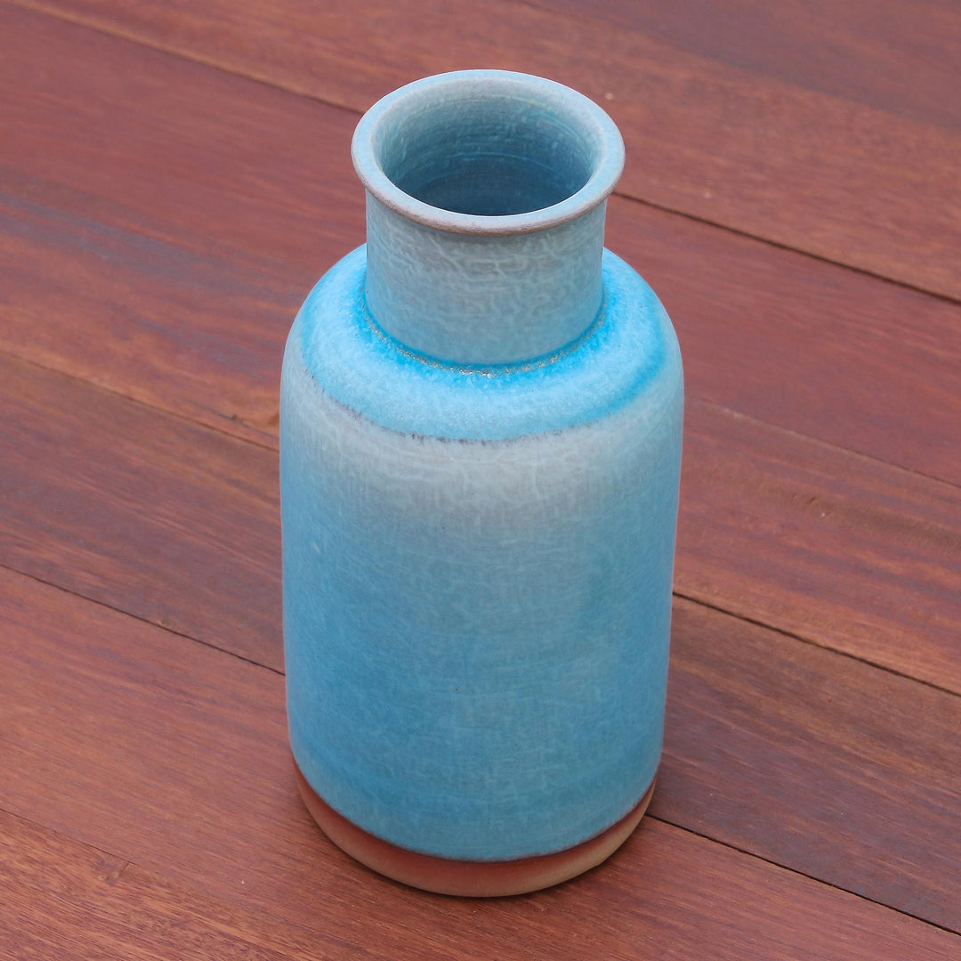 Handmade Sky Blue Ceramic Vase Crafted in Thailand - Sky Jug