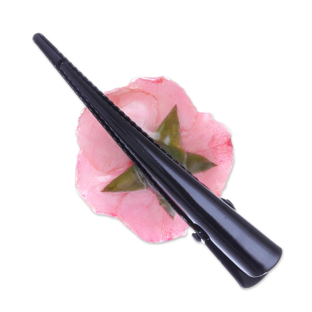 Natural Pink Sweetheart Rose Hair Clip from Thailand - Pink Sweetheart