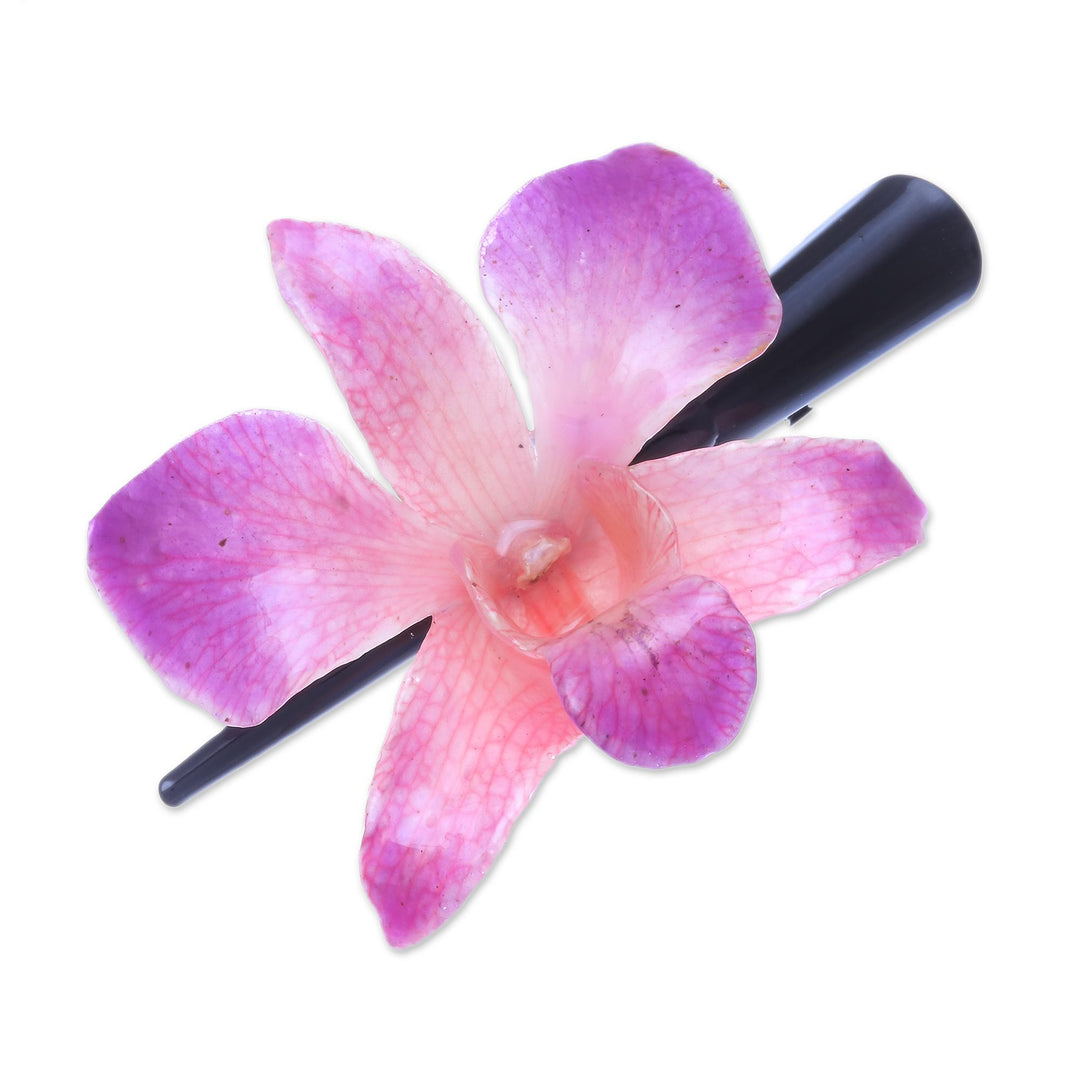 Natural Pale Fuchsia Thai Orchid Hair Clip - Pale Fuchsia Orchid Love