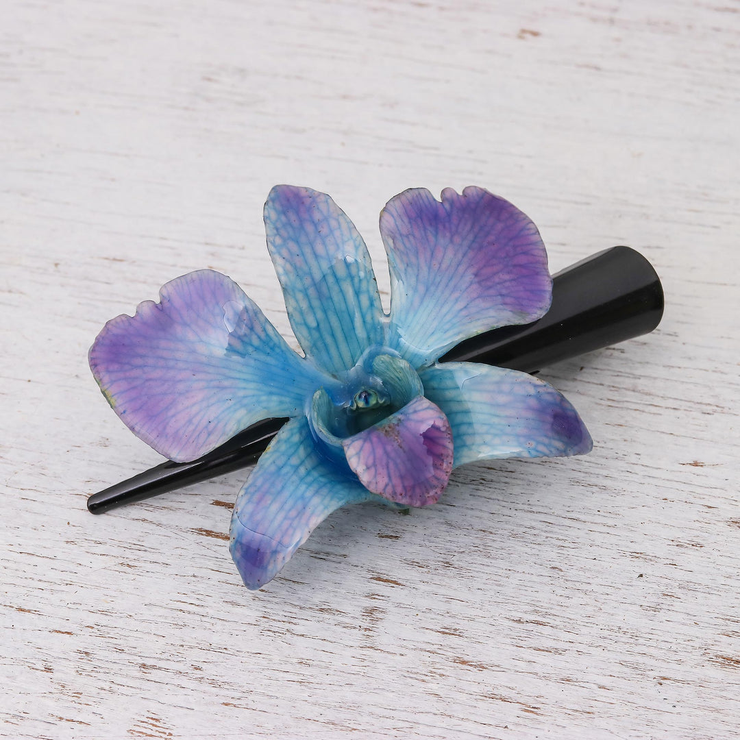 Natural Blue-Violet Thai Orchid Hair Clip - Blue-Violet Orchid Love